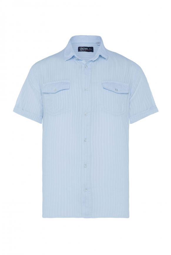 Kurzarmhemd mit Webstreifen und Klappentaschen summer blue