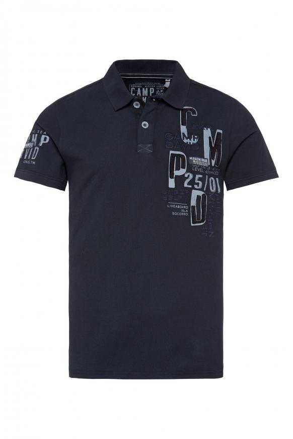 Kurzarmpolo aus Pikee mit Artworks blue navy