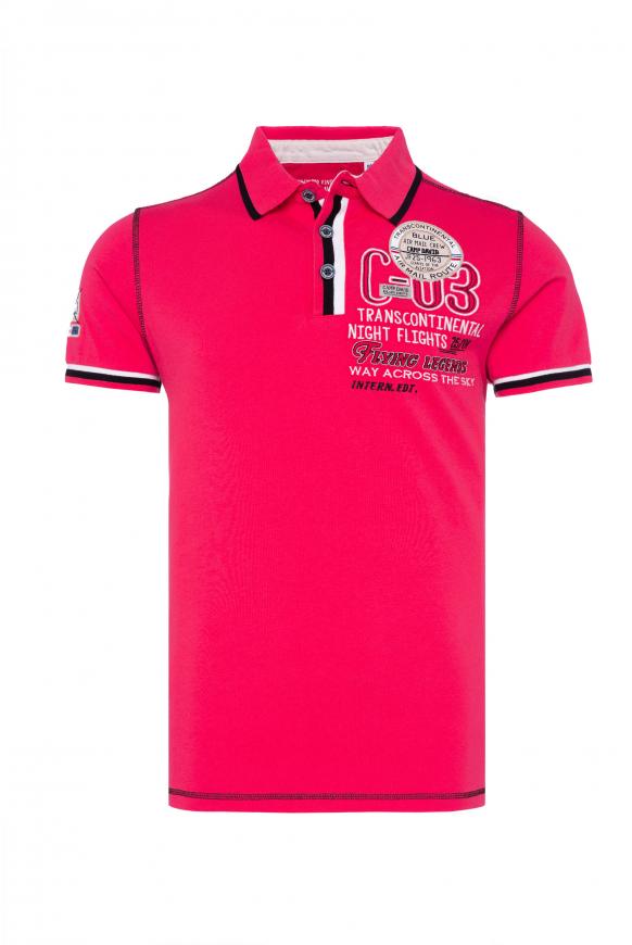 Kurzarmpolo mit Artworks und Kontrastnähten speed red