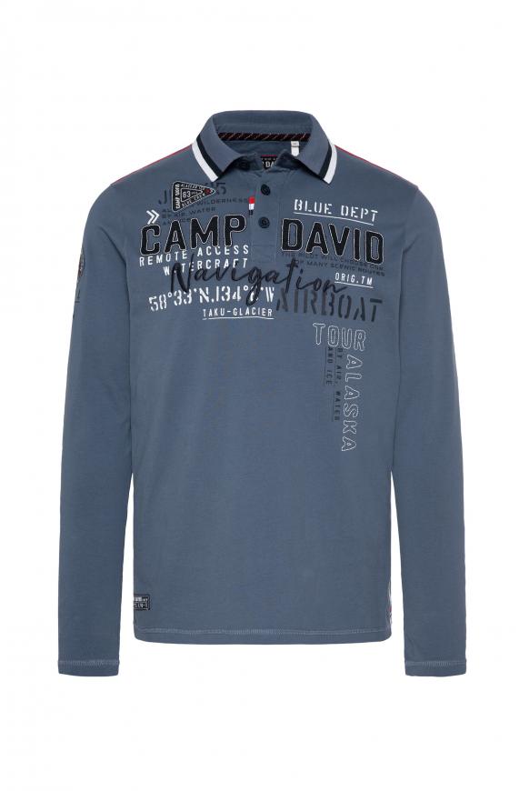 Langarmpolo mit Logo-Applikationen dark sky