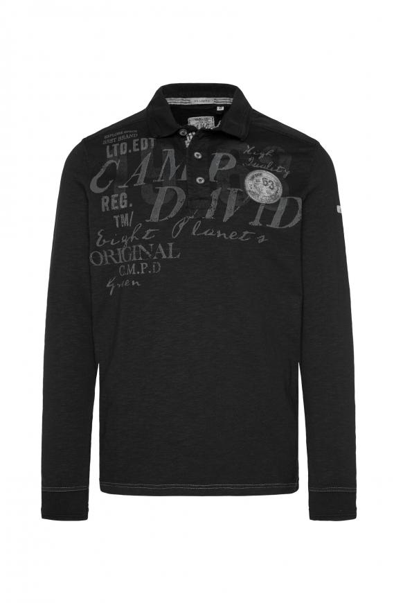 Langarmpolo mit Trikotkragen black