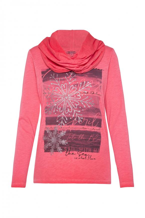 Langarmshirt mit drapierter Kapuze red glow