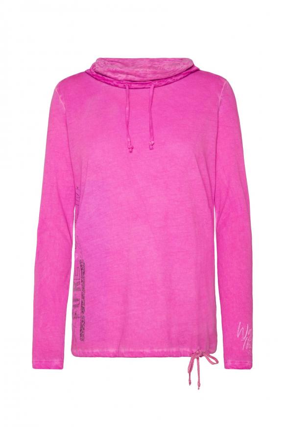 Langarmshirt mit hohem Kragen und Artwork pink kiss