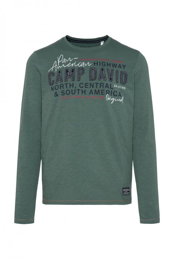 Langarmshirt mit Label-Applikationen grey green