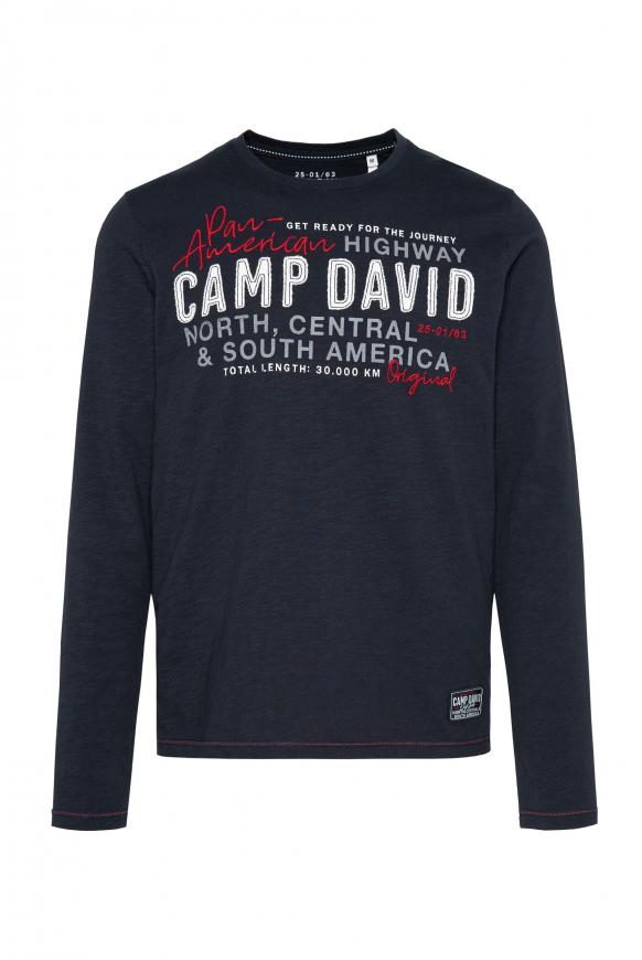 Langarmshirt mit Label-Applikationen blue navy