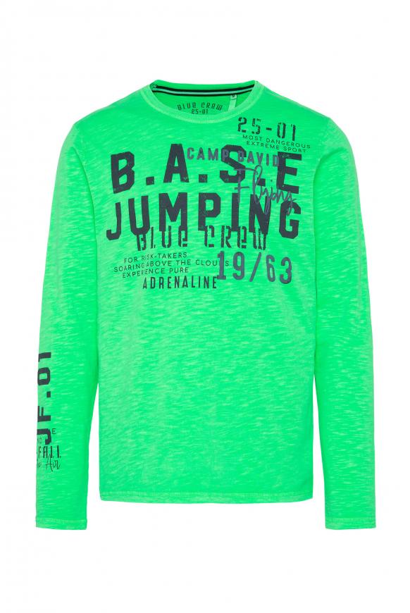 Langarmshirt mit Layering am Halsausschnitt electric green