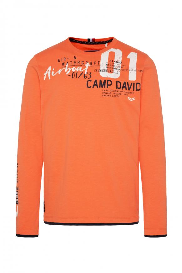 CAMP DAVID & SOCCX | Langarmshirt mit Schulter-Artwork deep sea