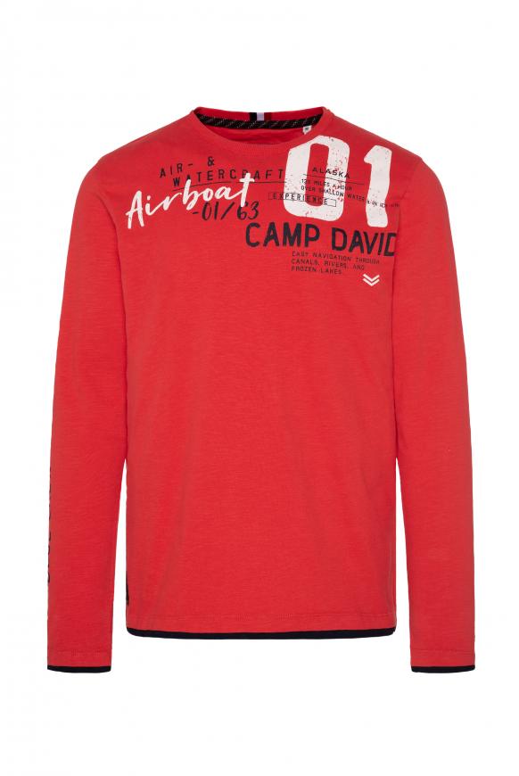 CAMP DAVID & SOCCX | Langarmshirt mit Layering-Details und Prints mission  orange