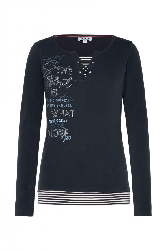Langarmshirt mit Layering und Back Print polar night