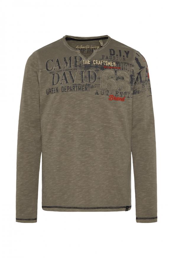 Langarmshirt mit Pikee-Einsatz medium khaki