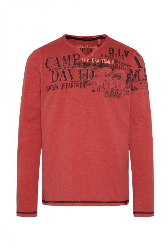 Langarmshirt mit Pikee-Einsatz vintage red