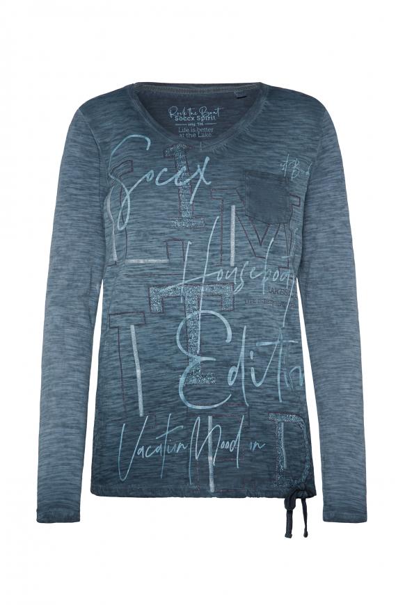 Langarmshirt mit Print und Tunnelzugsaum blue navy