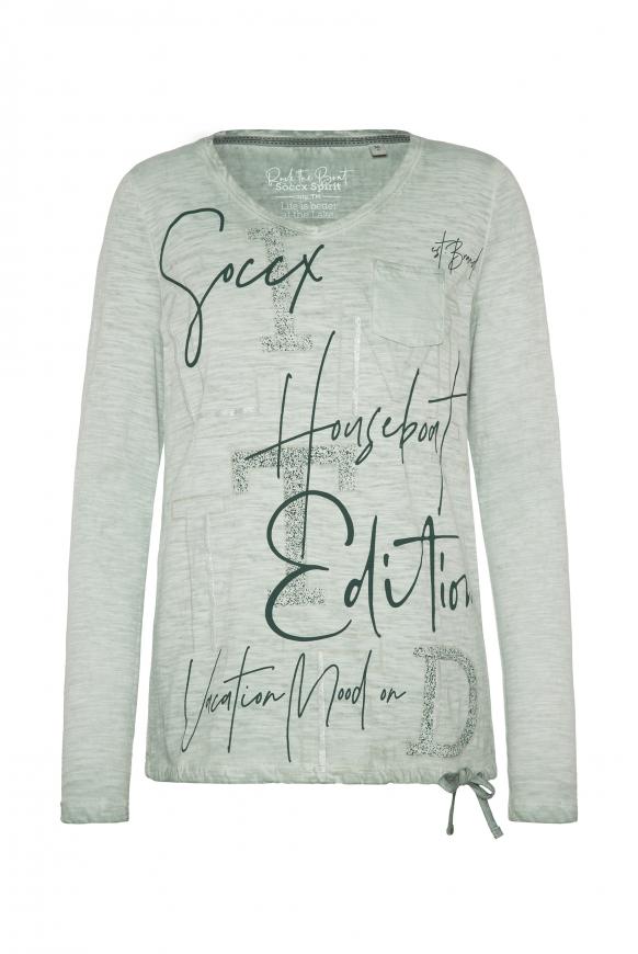 Langarmshirt mit Print und Tunnelzugsaum