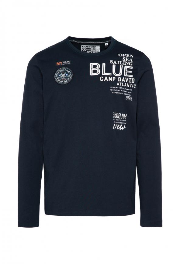 Langarmshirt mit Prints und Patches blue navy