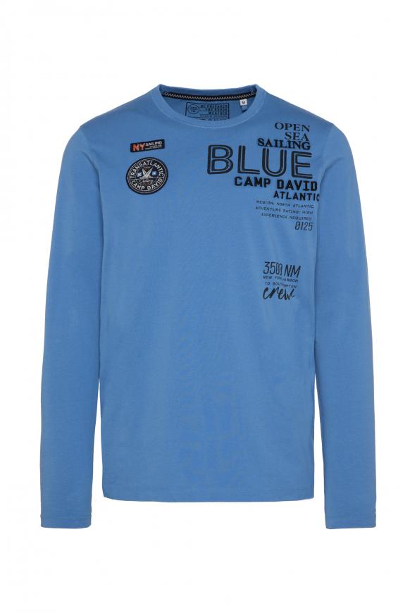 Langarmshirt mit Prints und Patches sky blue