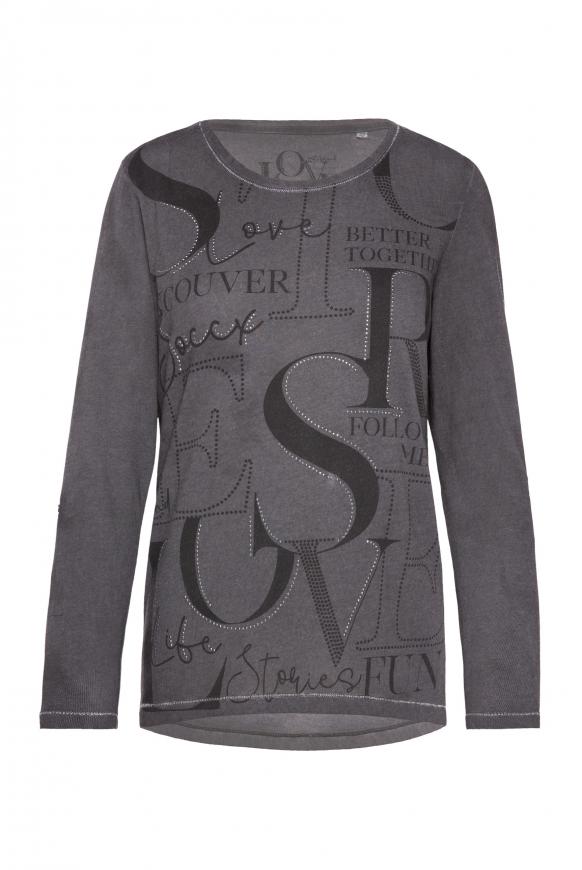 Langarmshirt mit Wording-Artwork concrete grey