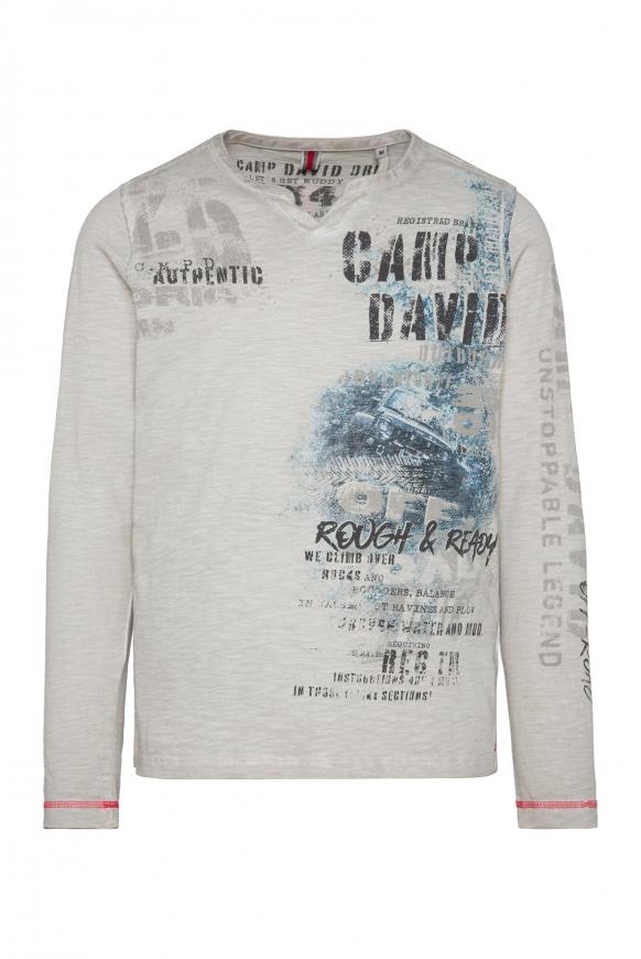 Langarmshirt Oil Dyed mit Photoprint silvery