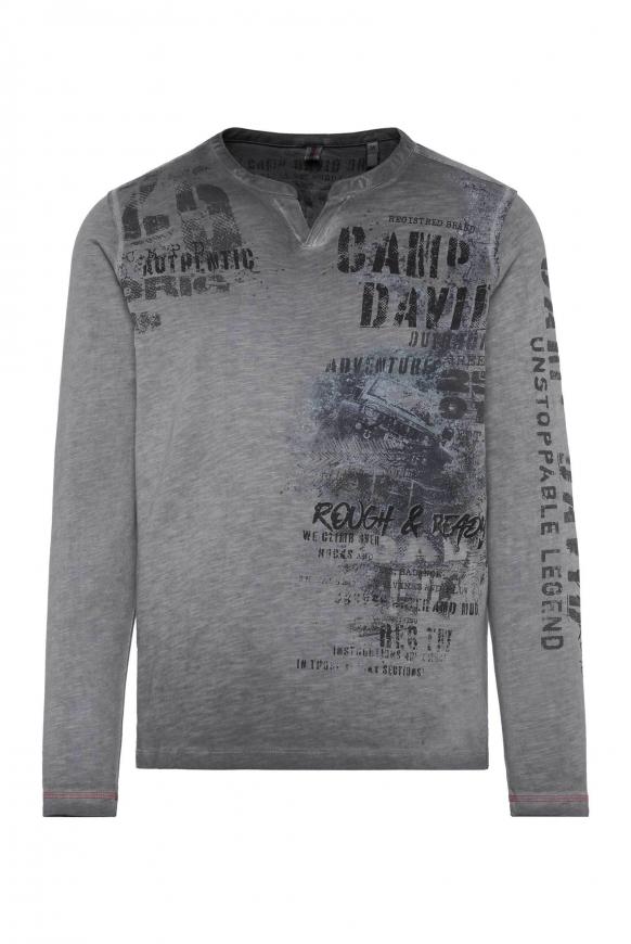 Langarmshirt Oil Dyed mit Photoprint mud