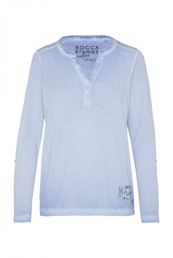 Langarmshirt Oil Dyed mit Rücken-Artwork happy blue