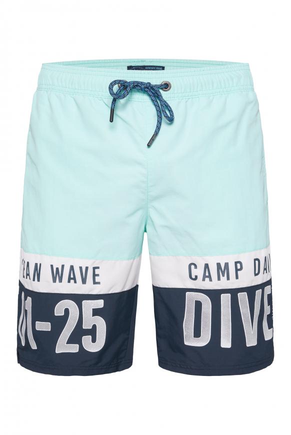 Lange Beachshorts mit Colour-Blocking cool mint