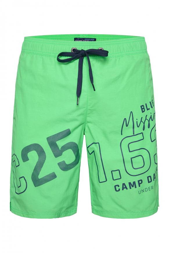 Lange Beachshorts mit Logo-Artwork electric green