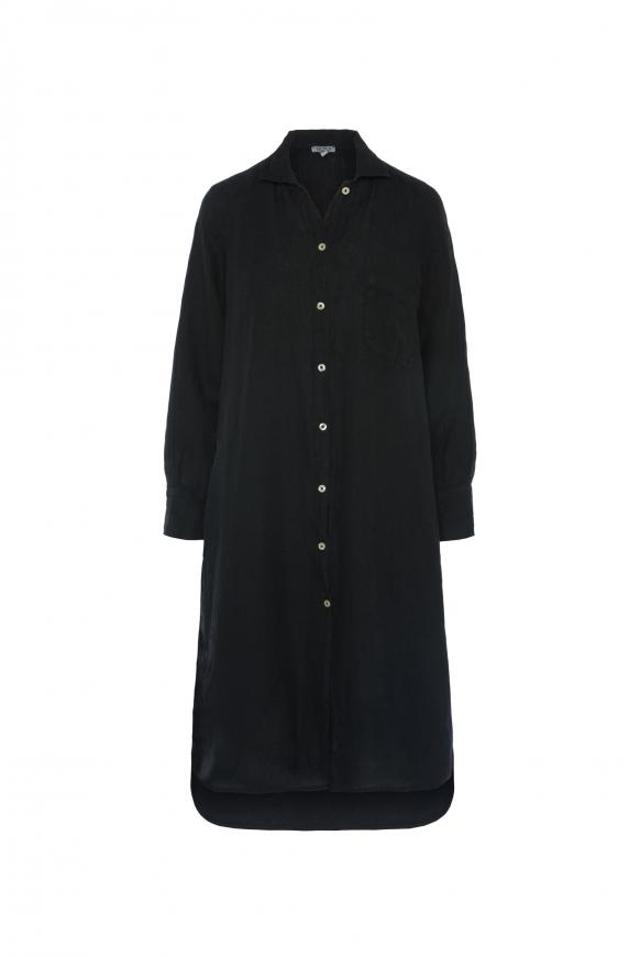 Lange Bluse aus Leinen black