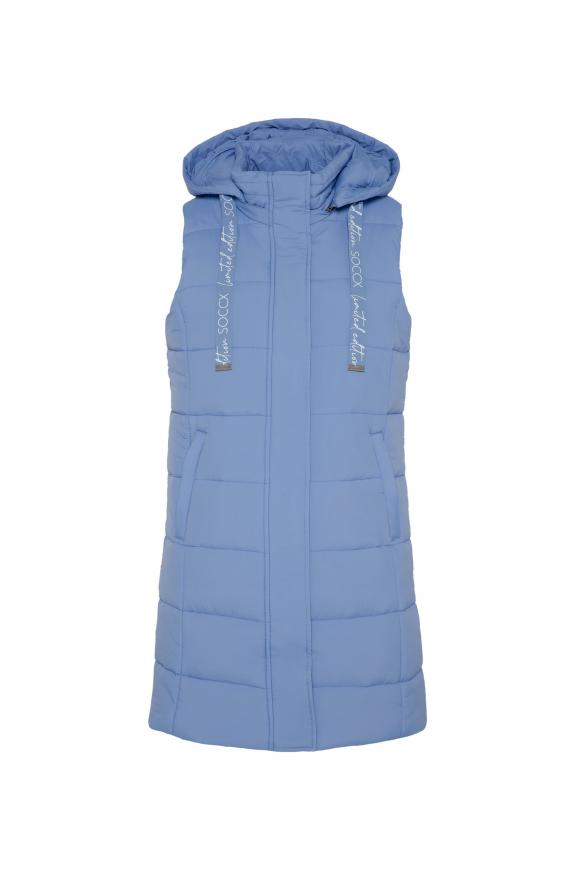 Lange Steppweste mit abtrennbarer Kapuze happy blue