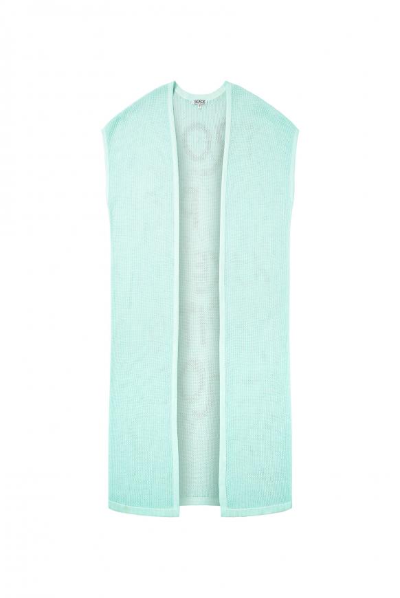 Lange Weste mit Mesh-Struktur und Rücken-Artwork exotic aqua