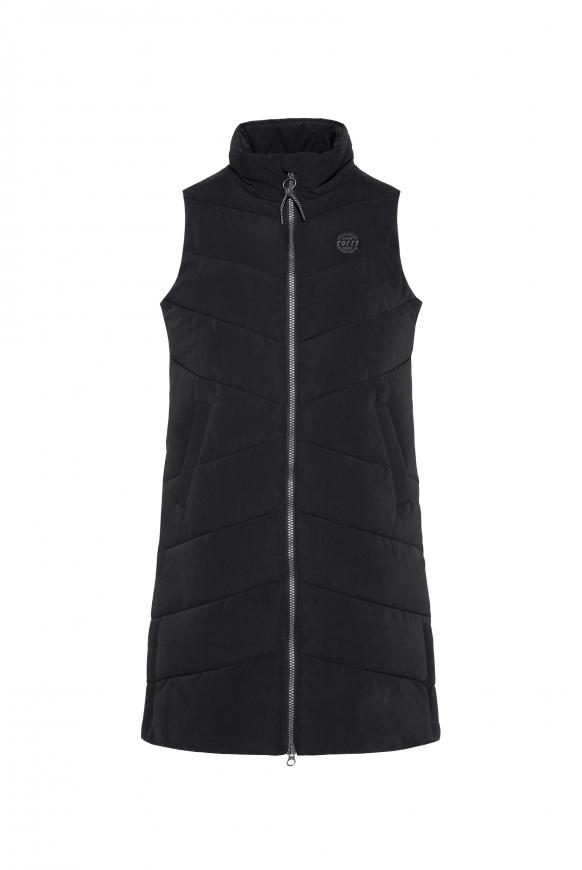 Lange Weste mit Stehkragen black