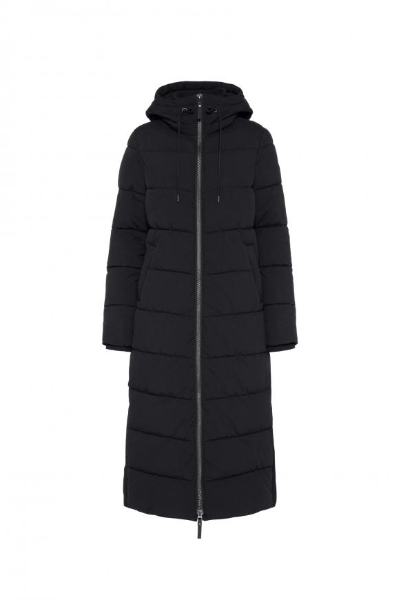 Langer Steppmantel mit Kapuze black