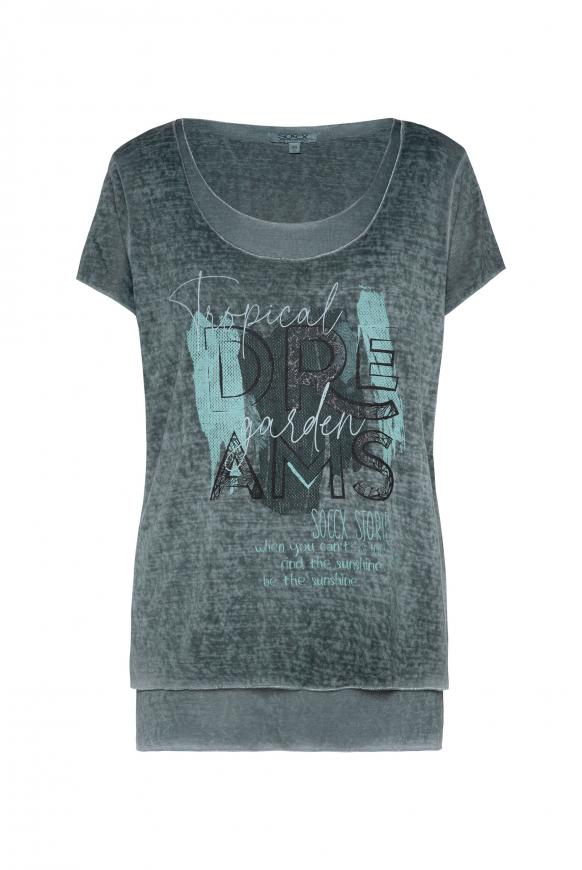 Layering-Shirt mit Glitter Print green leaf