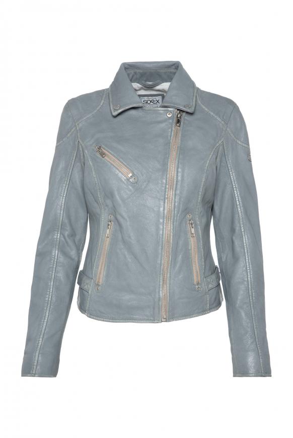Lederjacke im Biker-Stil dusty blue
