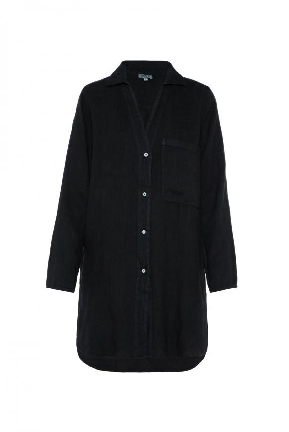 Leinenbluse im Tunika-Stil black