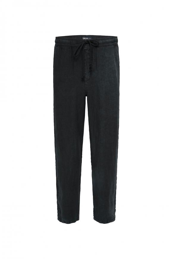 Leinenhose mit Elastikbund black