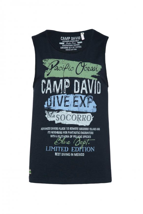 Muskelshirt im Used Look mit Prints blue navy