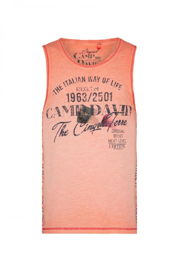 Muskelshirt mit Print und Seitentape peach red