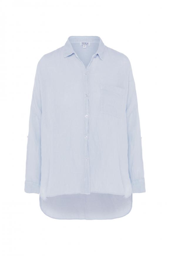 Oversized Bluse aus Leinen light blue