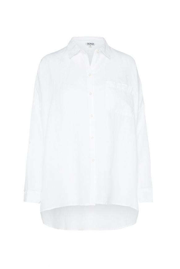 Oversized Bluse aus Leinen opticwhite