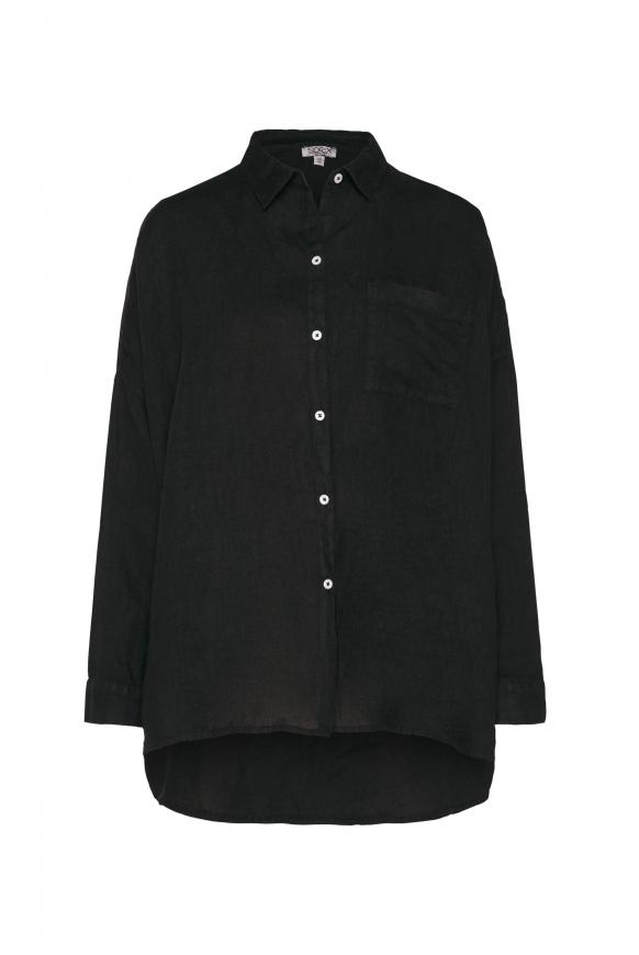 Oversized Bluse aus Leinen black