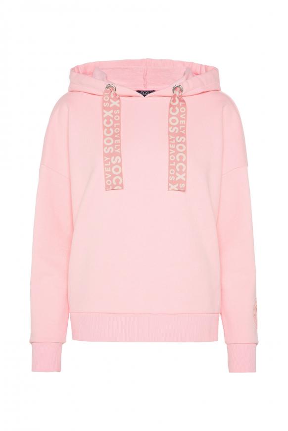 Oversized-Hoodie mit Logo-Bändern rose quartz