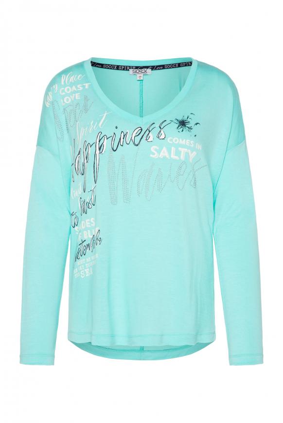Oversized-Langarmshirt mit Artwork ocean aqua