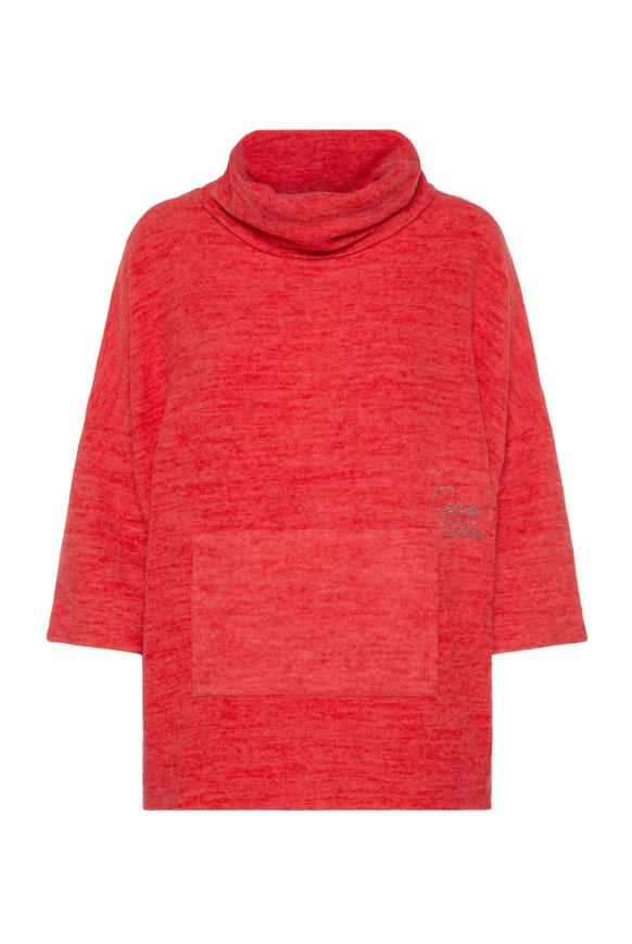 Oversized-Pullover mit Kängurutasche flame scarlet mel.