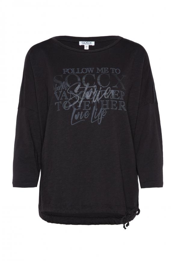 Oversized-Shirt mit Schulter-Detail und Print black