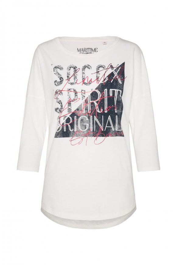 Oversized-Shirt mit Wording Print ivory