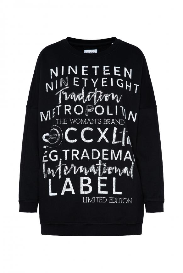 Oversized Sweatshirt mit Pailletten-Wording black