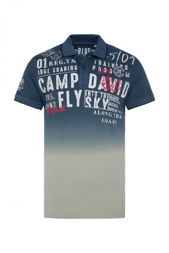 Pikee-Polo Dip Dye mit Logo Artwork khaki / reef blue
