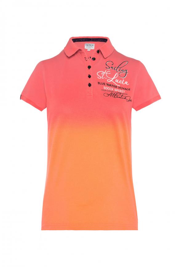 Pikee-Polo Dip Dye mit Rücken-Artwork pink blush / orange peel