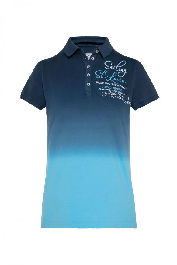 Pikee-Polo Dip Dye mit Rücken-Artwork blue navy / summer aqua