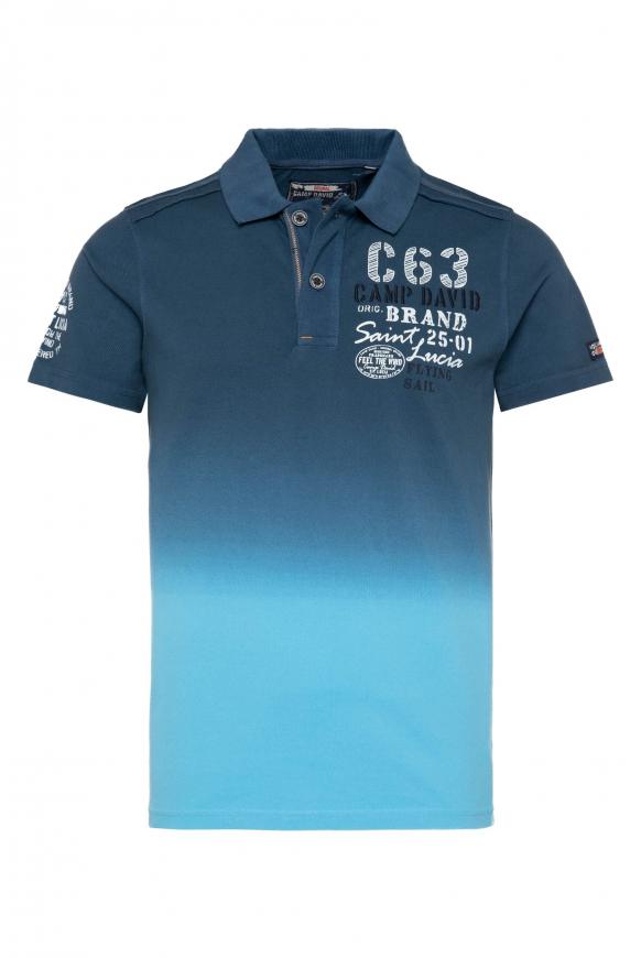 Pikee-Polo Dip Dye mit Rücken-Print blue navy / summer aqua
