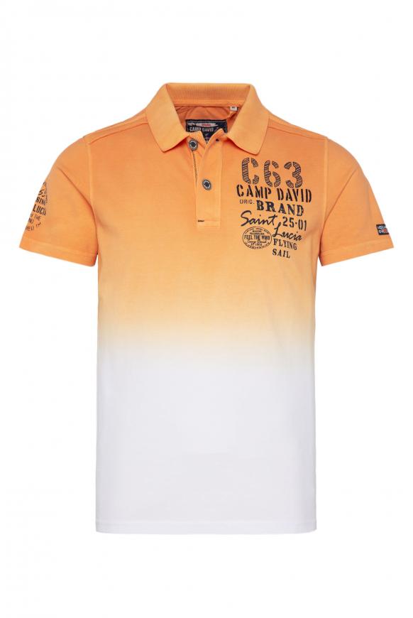 Pikee-Polo Dip Dye mit Rücken-Print orange peel / opticwhite